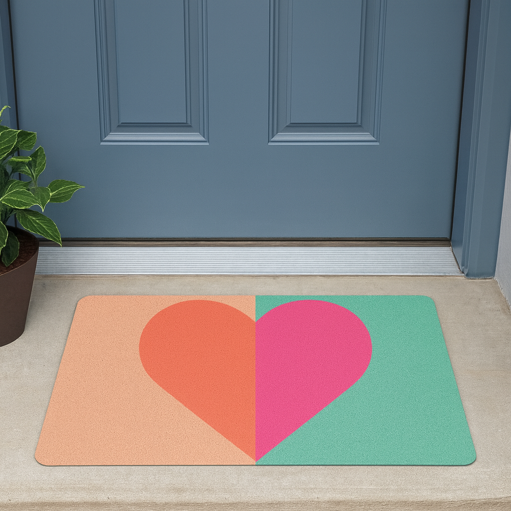 Split Heart Charm Doormat