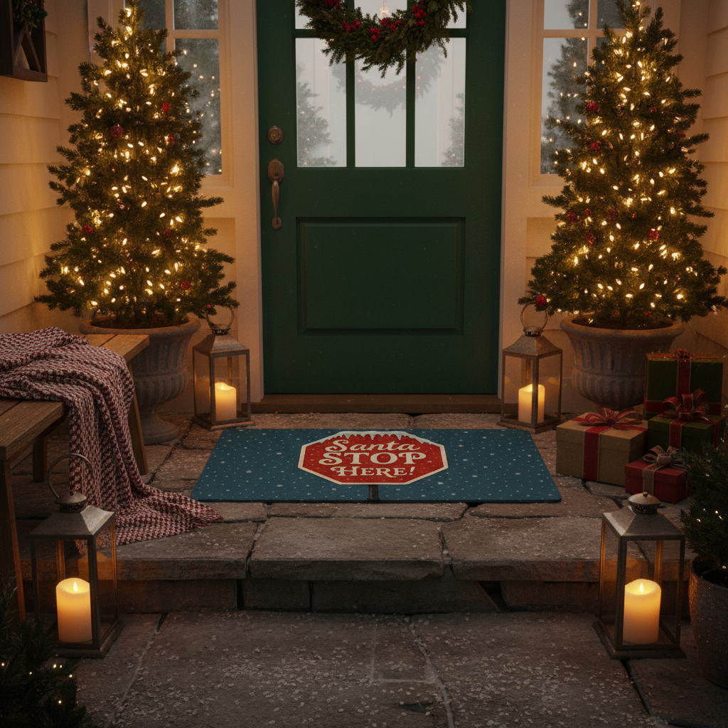 Santa Stop Here! Doormat